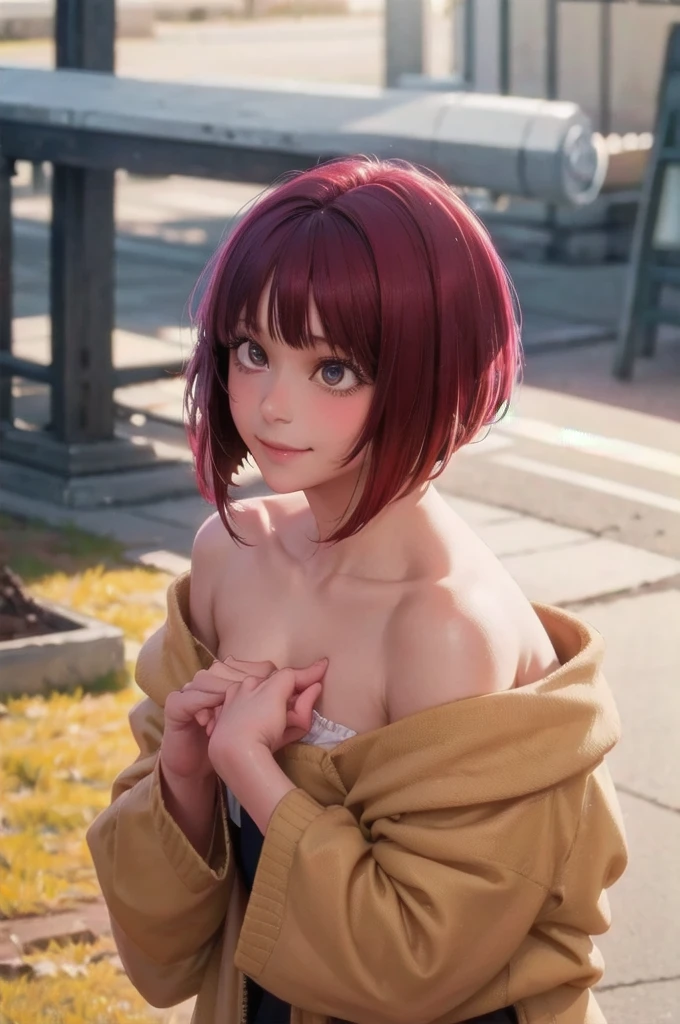 1girl, offshoulder, light smile, shiny skin, best quality, masterpiece, (photorealistic:1.4)