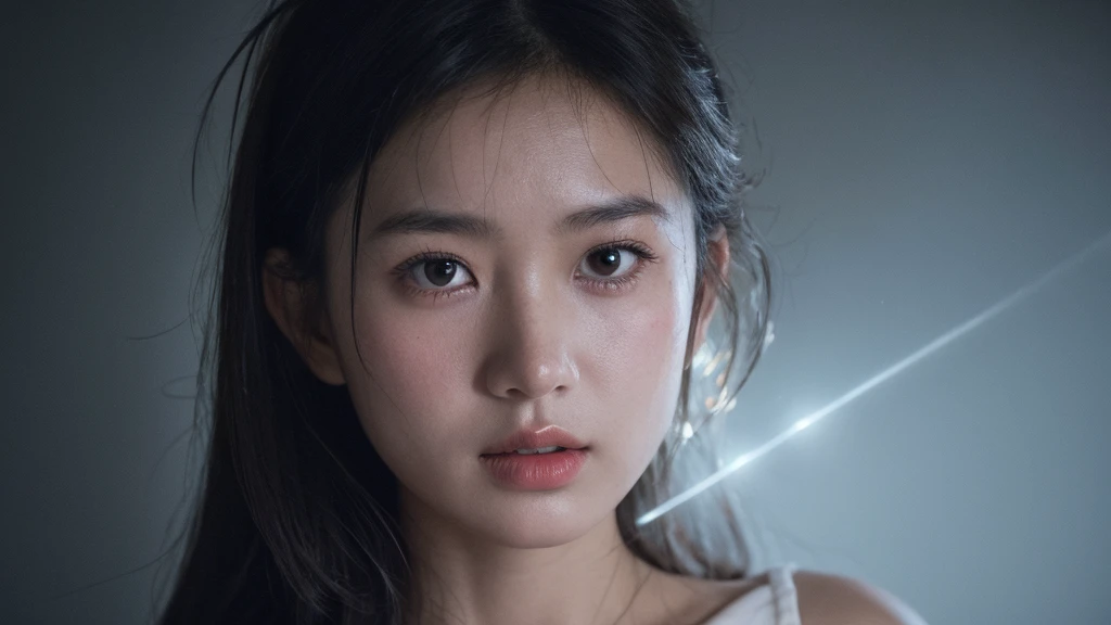 1 girl, detailed face, Ruined in Vietnam, A dreamy dark day, foggy atmosphere, Faint accent lights, masterpiece, best quality, ultra detailed, photorealistic, raw photo