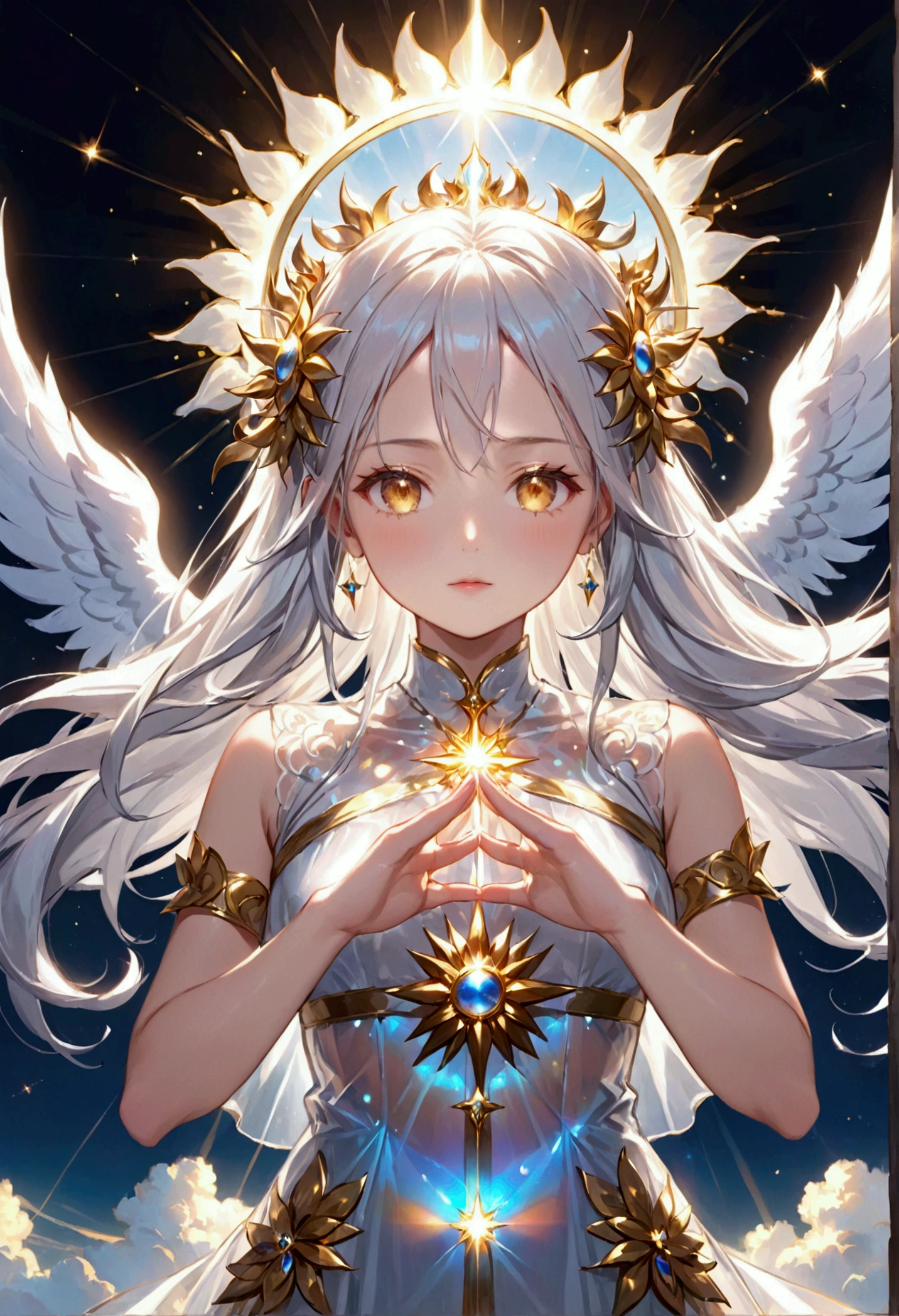 Heaven Dazzling light God々Shii glare sun 後ろ姿の女God Transparent appearance