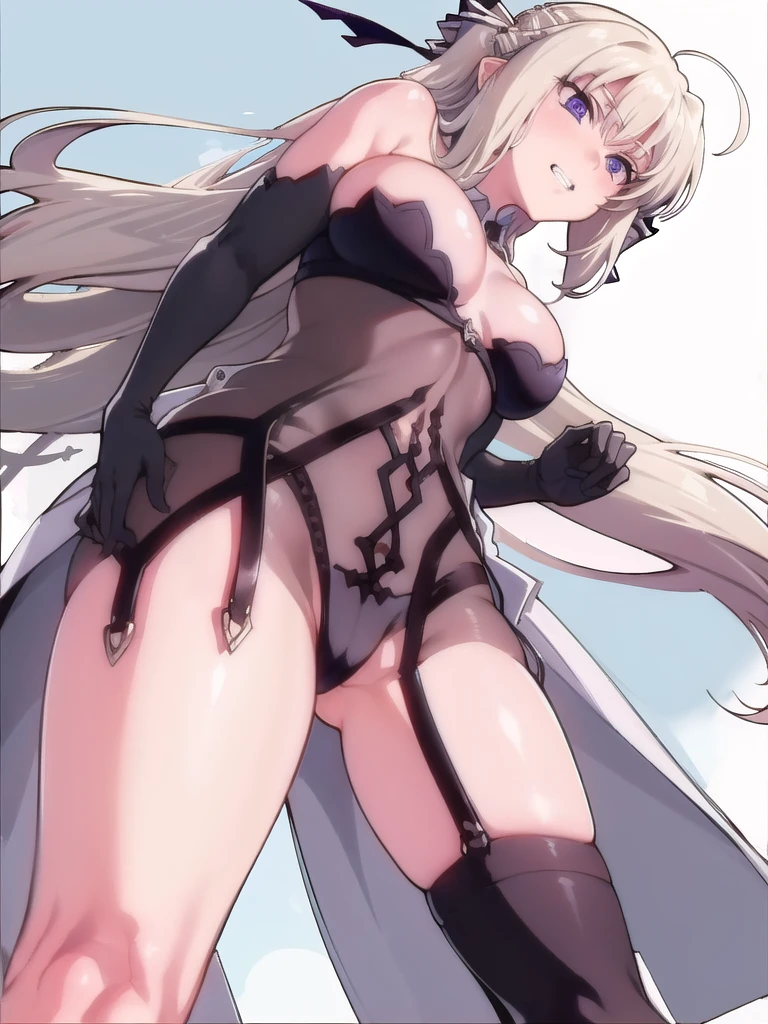 prison, (((((((((from below))))))))), ((((((((looking down)))))))), ass pov, femdom, dominatrix, ((looking at viewer)), ((female standing)), evil grin, ((bare shoulders)), ((black bustier)), ((black stockings)), ((black g-string)), ((black high heels)), ((black garter belt)), ((black elbow gloves)), 独奏, evil grin, foreshortening,
One girl, Long Hair, Purple eyes, chest, Ahoge, very Long Hair, large breasts, ribbon, hair ribbon, ponytail, bangs,