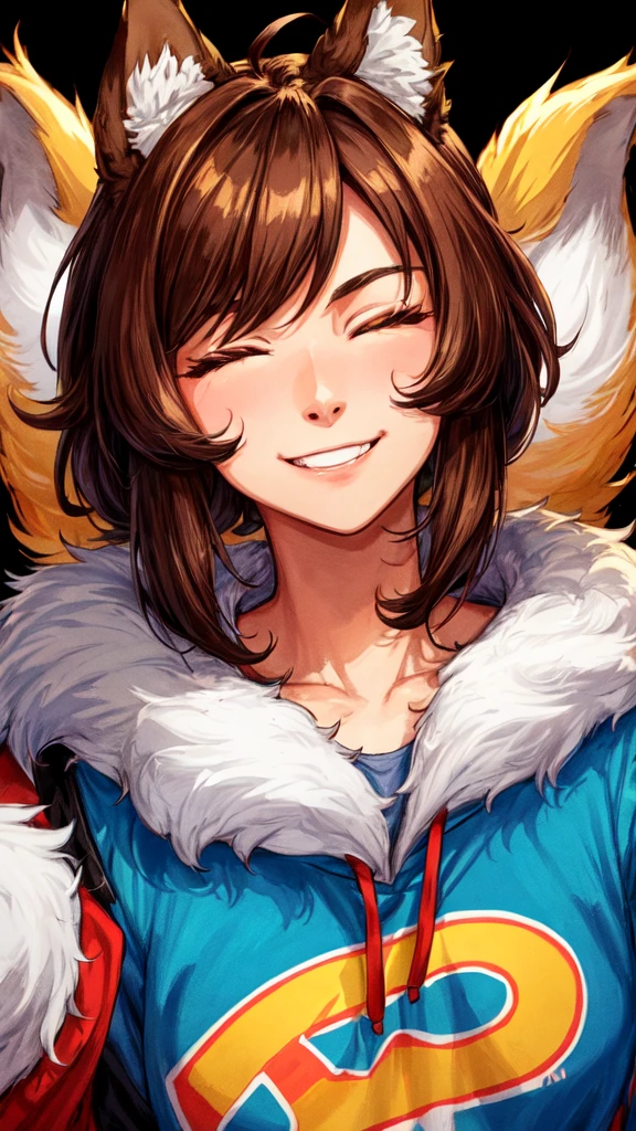 Retro arcade style anthropomorphic, wolf, fur, furry, male, detailed tail, detailed fur, detailed face, perfect face, perfectly rendered face, correct eyes, brown eyes, brown hair, brown fur, hairstyles, detailed muzzle, detailed mouth, detailed fur, five fingers, proper hands, proper shading, proper lighting, detailed, detailed background, detailed foreground, solo focus, detailed character(s), high quality, (high res), hoodie, headshot, portrait, smile, closed eyes, closed eyed smile . 8-bit, pixelated, vibrant, classic video game, old school gaming, reminiscent of 80s and 90s arcade games