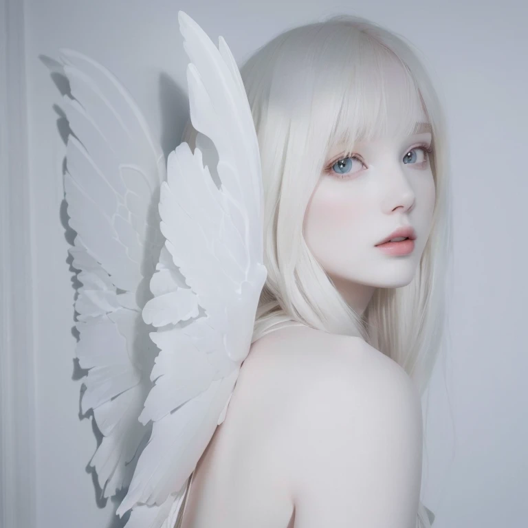 blond woman with wings white on her head and a white dress, pale porcelain white skin, pale ivory skin, pale white skin, pale and light skin, Pale - white skin, pale and light skin!!, with pale skin, pale ivory skin, hada ellie bamber, pale porcelain skin, soft pale white skin, wings white, albino pale white skin, pale and beautiful skin, with wings