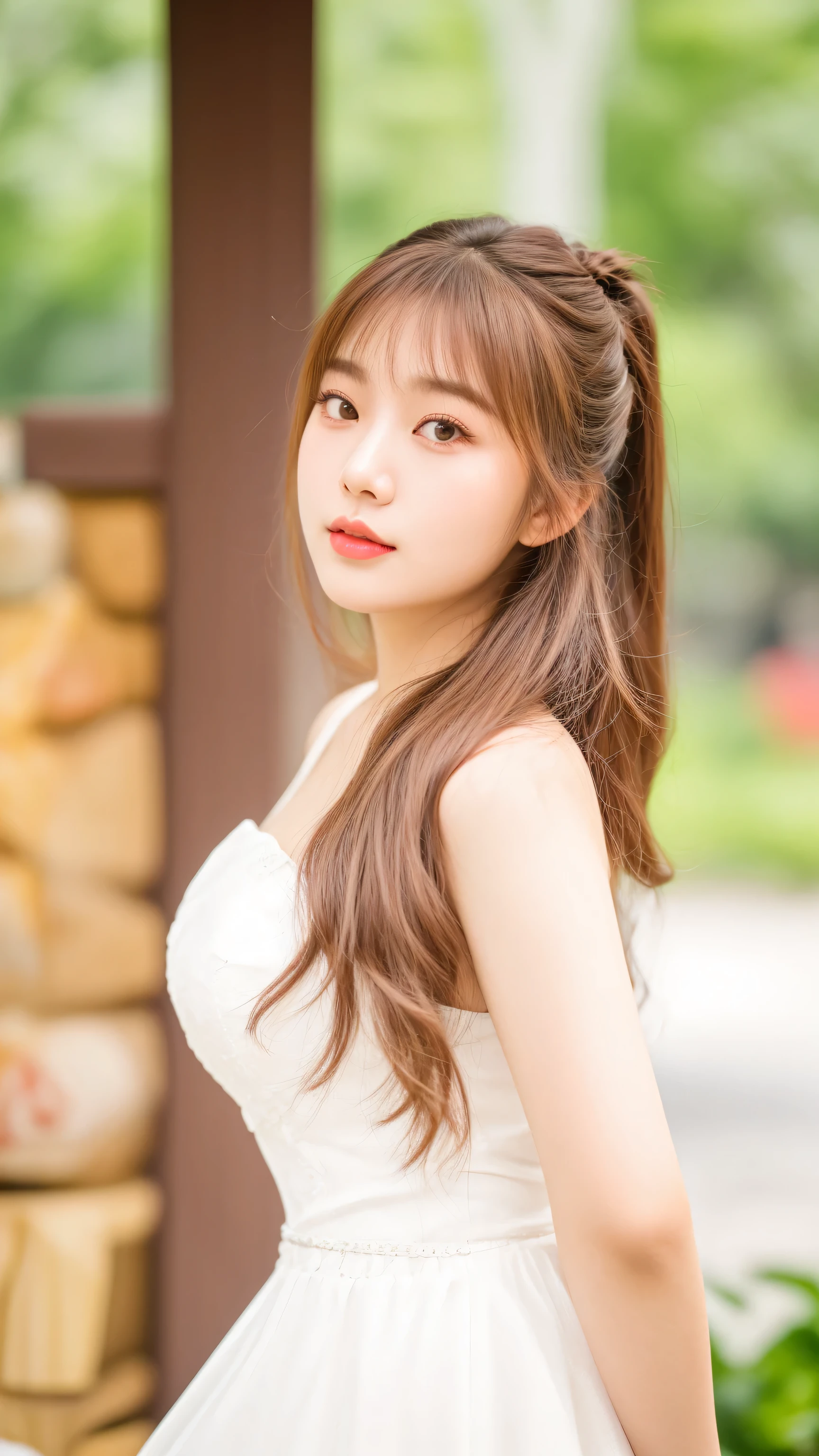 arafed asian woman in a white dress posing for a picture, beautiful young korean woman, Chiho, Yoshitomo Nara, gorgeous young korean woman, beautiful south korean woman, lalisa manobal, taken with canon eos 5 d mark iv, shot with canon eoa 6 d mark ii, korean girl