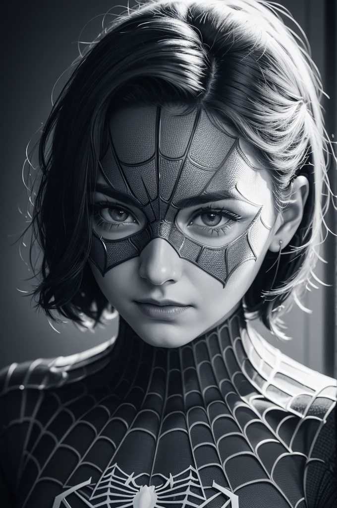 A photograph of Spider-Man, without mask, the 20s, bonitas, face detailed, looking at the camera, portraite, 8k hd, high qualiy