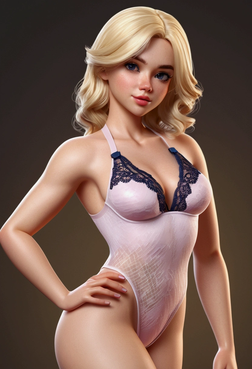 realistic blonde in lingerie and swimsuit