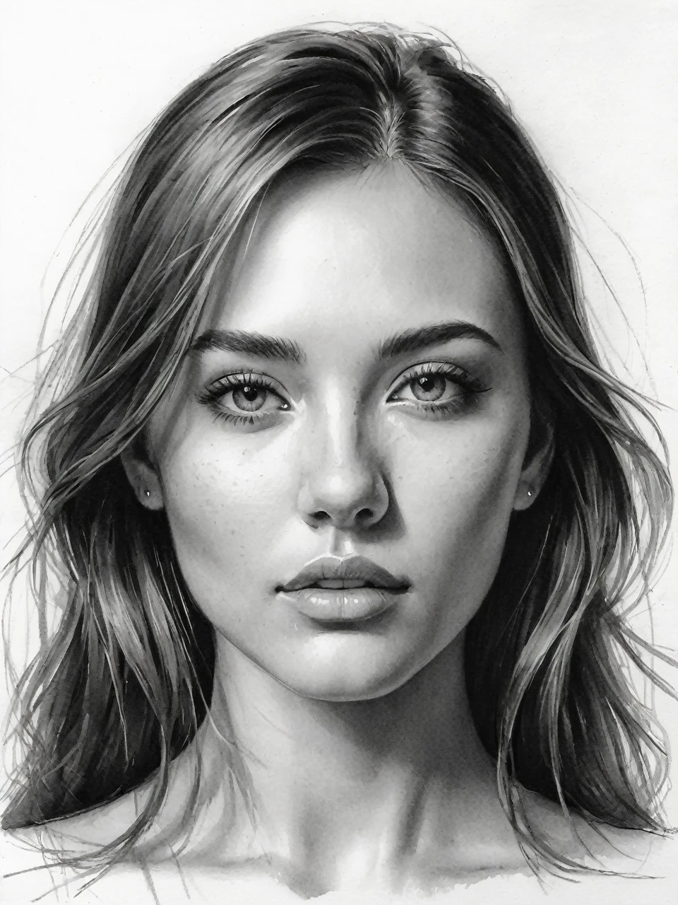 beautiful sketch, realist, beutiful facial symmetry construction, face sketch, facial symmetry
