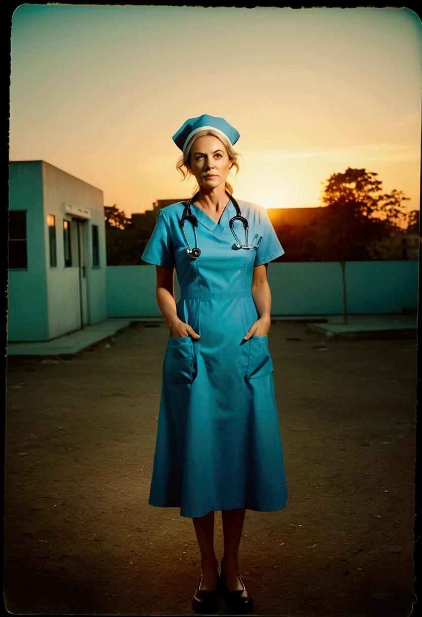 (a nurse), in the style of playful cartoon illustration, realistic and hyper-detailed rendering, interactive media, realistic, detailed rendering, joyful chaos, full body, award-winning, cinematic still, emotional, vignette, dynamic, vivid, (masterpiece, best quality, photorealistic, Professional, perfect composition, very aesthetic, absurdres, ultra-detailed, intricate details:1.3)