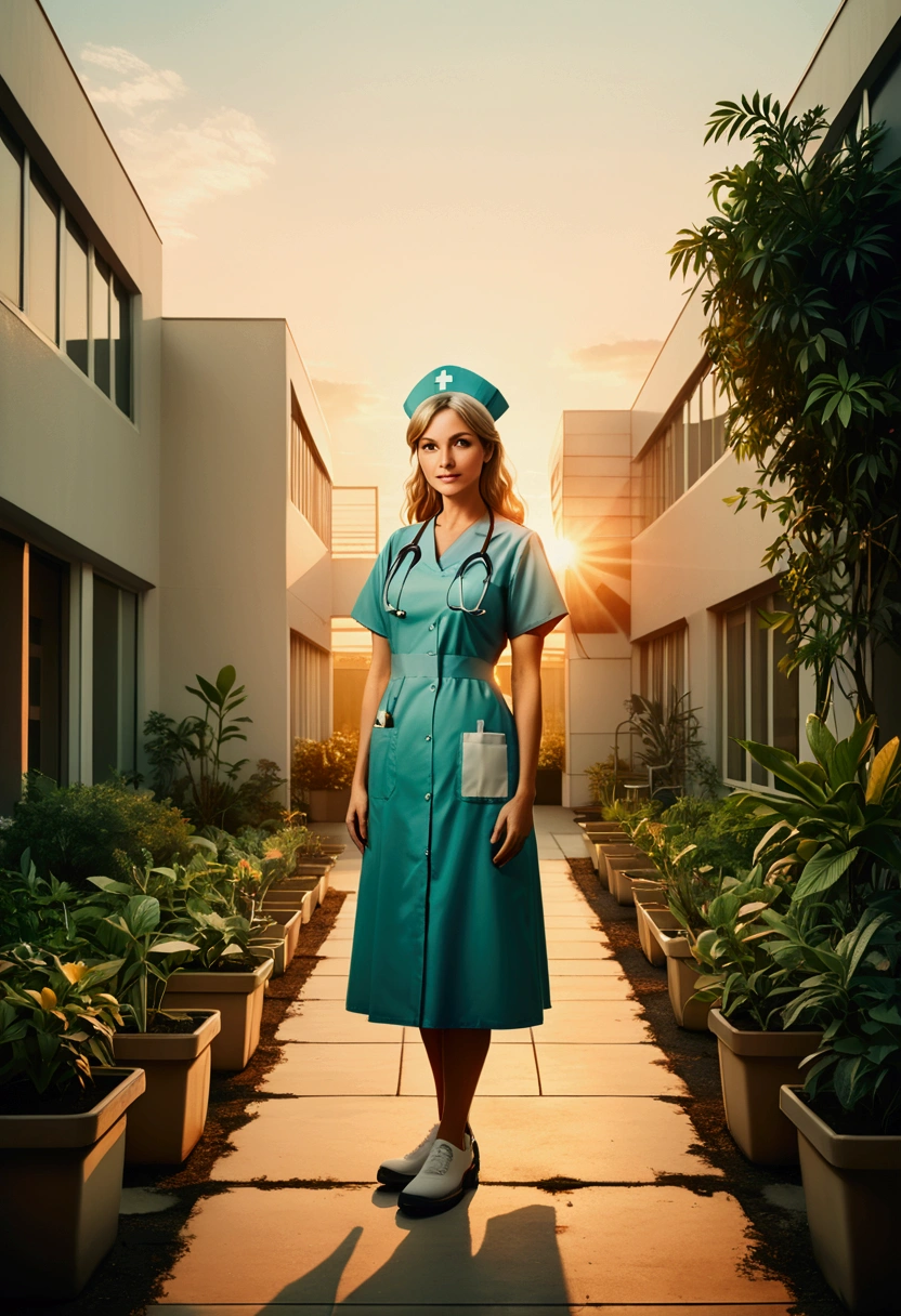 (a nurse), in the style of playful cartoon illustration, realistic and hyper-detailed rendering, interactive media, realistic, detailed rendering, joyful chaos, full body, award-winning, cinematic still, emotional, vignette, dynamic, vivid, (masterpiece, best quality, photorealistic, Professional, perfect composition, very aesthetic, absurdres, ultra-detailed, intricate details:1.3)