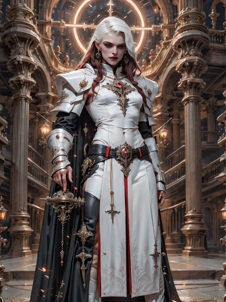 Masterpiece, vampire hunder, crimson hair, full body