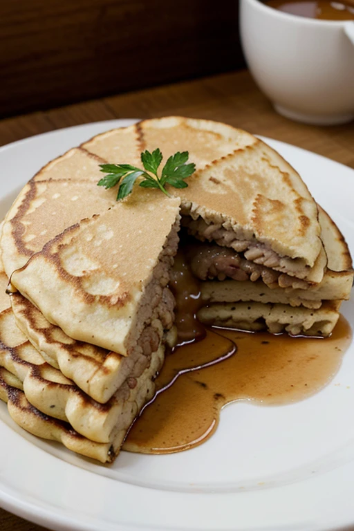 salty pancake stuffed with soy meat