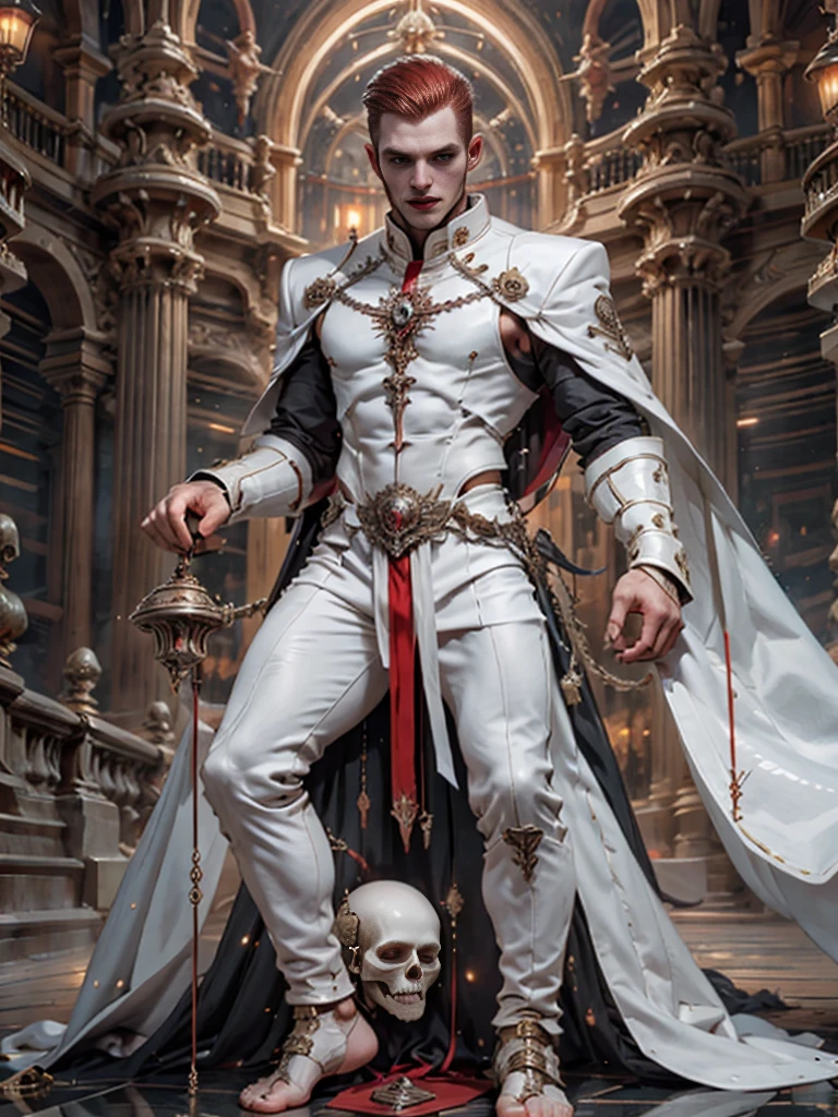 Masterpiece, vampire hunder, crimson hair, full body, ((man))