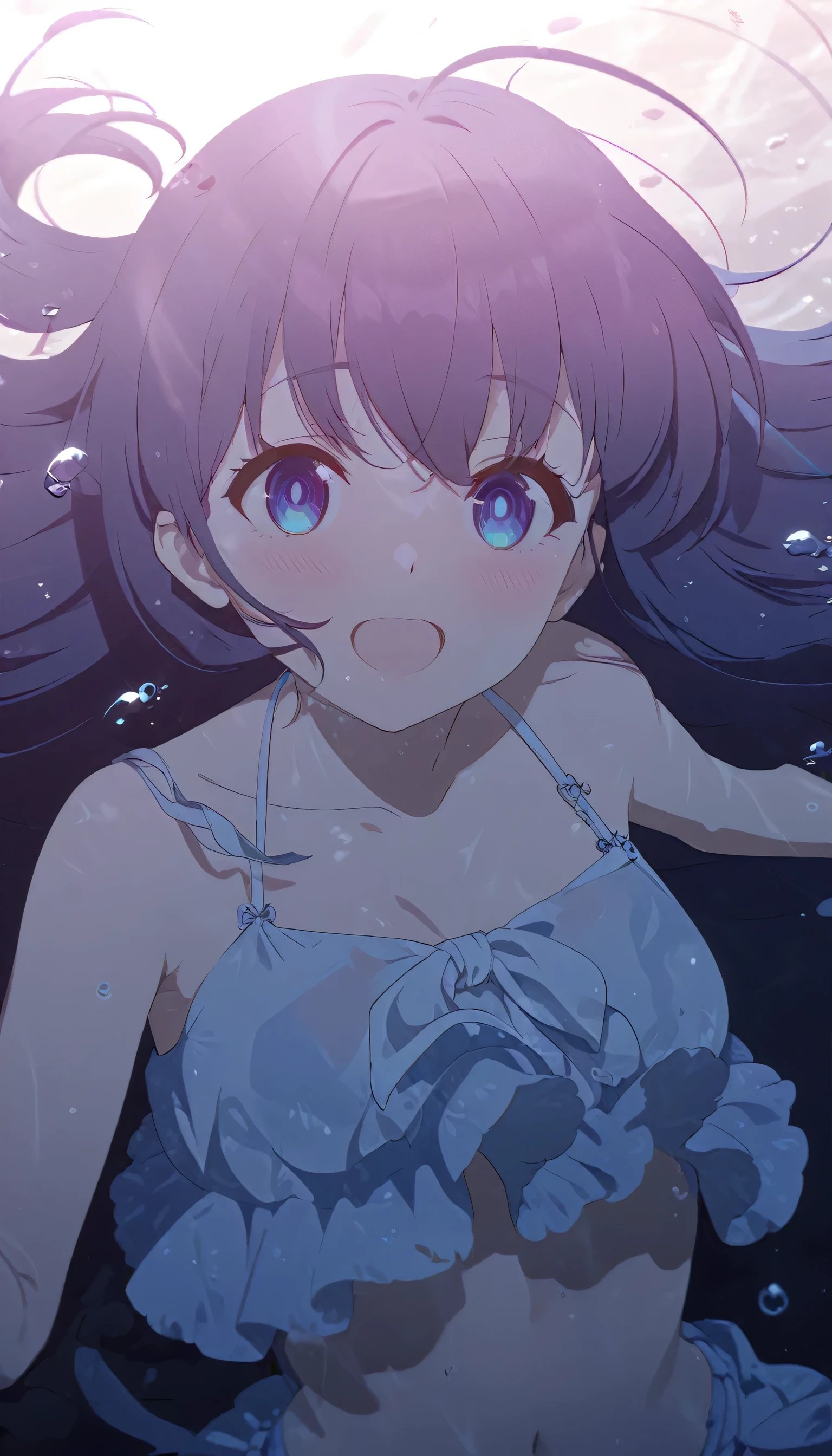 ((best quality)), (ultra-detailed), ((extremely detailed)), (beautiful), ((kawaii girl))、Pretty and cute young woman, Straight hair, amount, compensate, smile, Loose summer dresses, shading, Contrast Magic, Light color effect, 2.5D, delicate and dynamic、Long Hair, blue eyes, Hair between the eyes, Blue Hair, Ripping a skirt,Destroy the white bikini,Destroy the white bra、White underwear,Empty Jewels,No accessories included（1:2）,壊す looking at viewer, destroy white background (masterpiece:1.2), Highest quality, High resolution, unity 8k wallpaper, (shape:0.8), (Beautiful and beautiful eyes:1.6), Highly detailed face, Perfect lighting, Highly detailed CG, (Perfect hands, Perfect Anatomy)、Show your whole body(1:2),blush,smile、smile、Open your mouthbeautiful scenery, underwater, water drop, dynamic lighting, light particle, sunlight, shadow