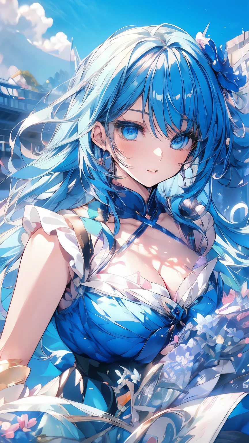 anime girl with blue hair and blue eyes in a blue dress, animated style 4 k, seductive anime girl, detailed digital anime art, beautiful anime girl, 4k anime wallpaper, wallpaper anime blue water, anime art wallpaper 4k, anime art wallpaper 4k, animated style. 8k, 4k anime wallpaper, 4k anime wallpaper, detailed anime art