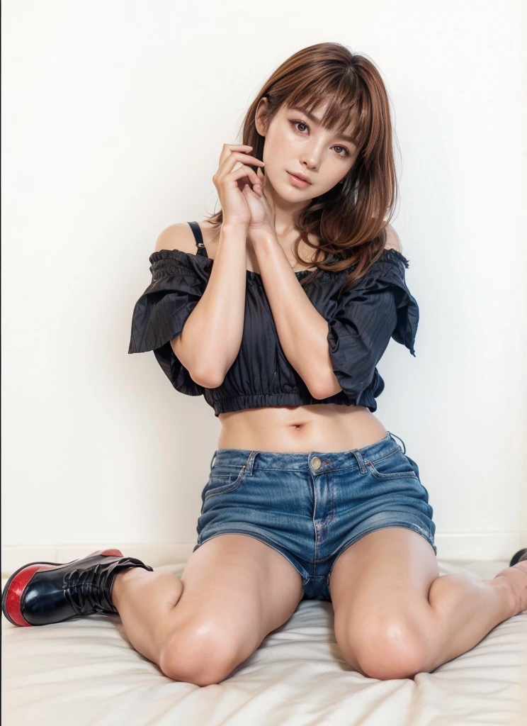 Kasumi, brown eyes, (best quality, ultra-detailed), (realistic:1.37), beautiful and detailed face, ultra-realistic texture, delicate face, delicate body, red lipstick, bright colors. High definition, 8K. making a sexy expression