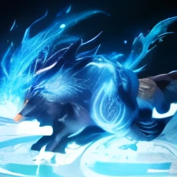 tamanho: About the size of a horse.General appearance: A hybrid creature that mixes the characteristics of a cat, a horse and a dragon.head:formato: Similar to a dragon, but with feline features.eyeballs: big and bright, deep blue.antlers: Two small horns curved backwards, covered by a thin layer of ice.cos:texture: The skin is aquatic, Translucent, with undulating movements that resemble moving water.structure: cos esguio e ágil, com a musculatura visível sob a pele Translucent.Cold Parts: Ice holders on paws and tail to avoid wasting water. Hair mixed with ice and water.ossos: Made of hard ice, but flexible like water.Teeth and Nails: Also made from hard and flexible ice.patas:forma: Similar to a horse, but with sharp claws like a cat.detaileds: Paws have ice holders, avoiding water waste.Tailpussy:forma: Long and flexible, with a tip that forks like a nekomata's tail.detaileds: The tail has ice holders to avoid wasting water.Water and Ice Attributes: In its big form, Astra's body emits a cold, damp aura. He can create water and ice constructs directly from his body., as spears, barriers and tentacles. Mais draconicos e uma pele Translucent