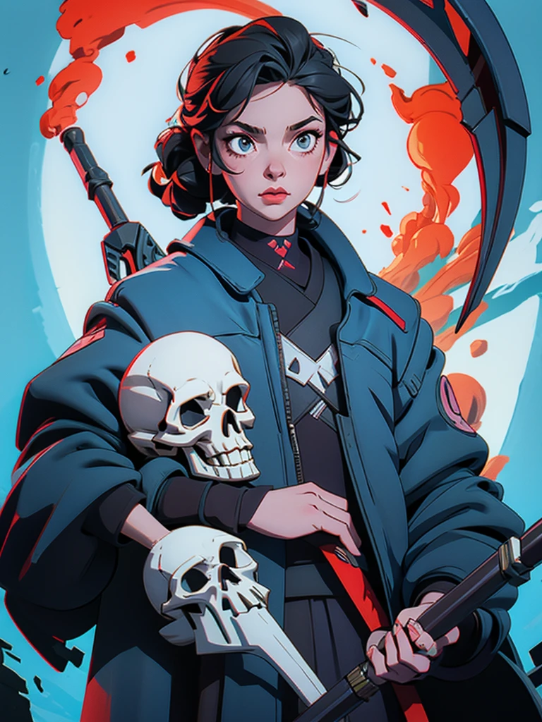 skull with axe and grim reaper 