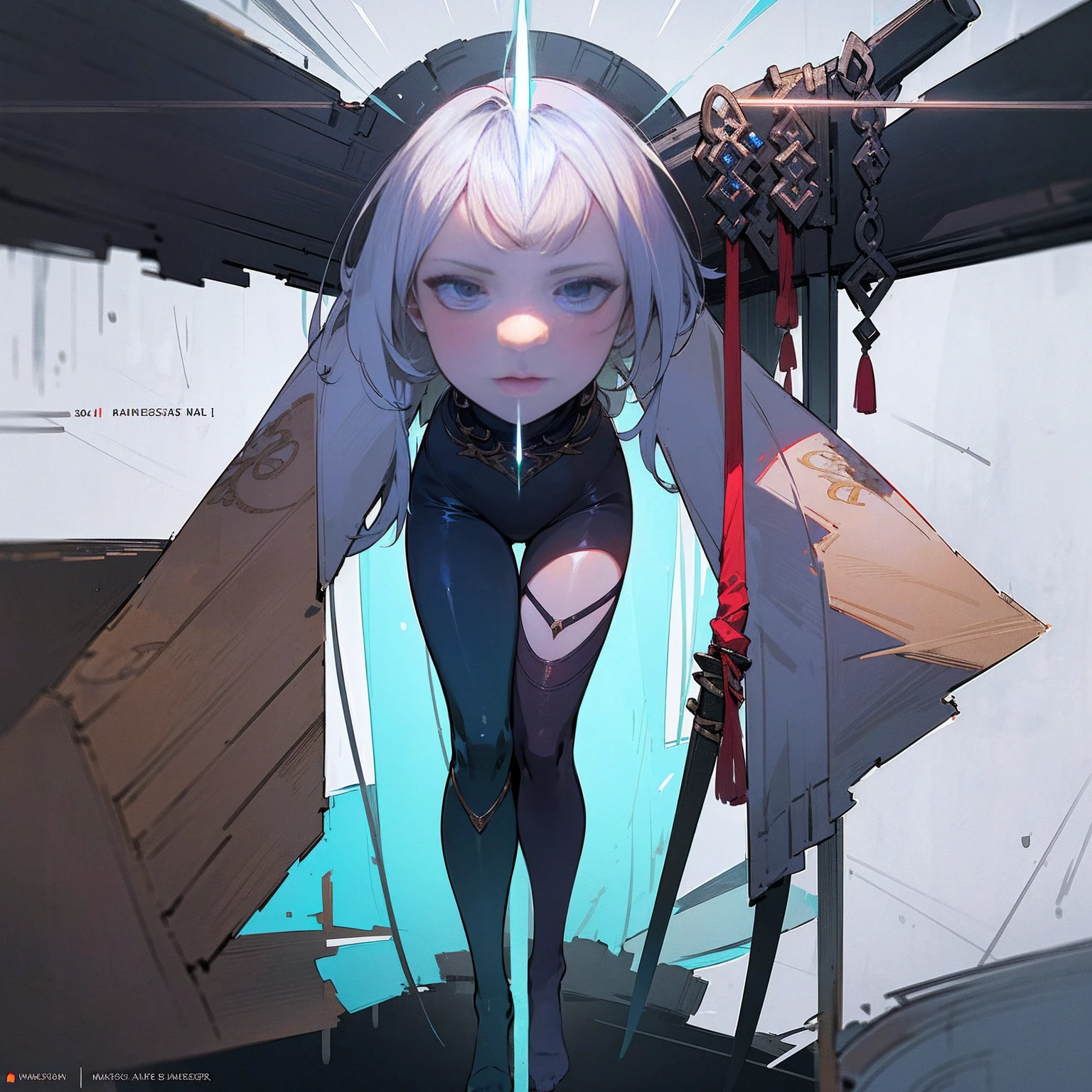 (((masterpiece, best quality, high detailed, 8k))) Design a layout showcase Gaming character, (1girl). Red|Black clothes, stylish and unique. ((showcase weapon:1.4)), enchanted sword. (masterpiece:1.2), (best quality), 4k, ultra-detailed. (Step by step design, layout art:1.5), (luminous lighting, atmospheric lighting). warrior, ((glove full hands)), (((revealing clothes:1.3))), vambraces, armored legwear, (((full_body_shot:1.4))). {In a mystical forest}.