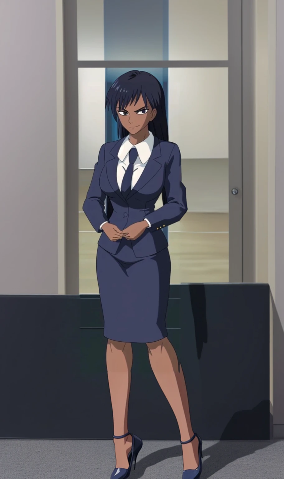 90s anime black business woman and heels