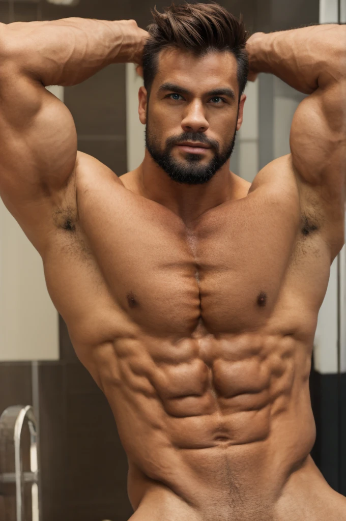 肌肉男, huge chest, huge biceps, light brown hair, eyes browns