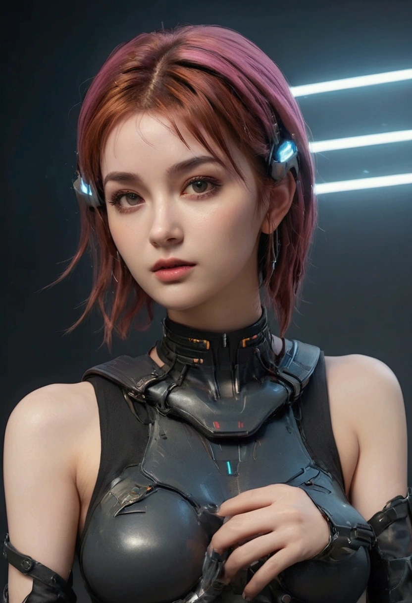  Create an image of the most stunningly gorgeous beautiful perfect young bio punk tessa fowler, Stunningly gorgeous perfect face, cyberpunk style, bio punk, bio mechanical arms, bio mechanical legs, cyber Realism, in the cyberpunk 2077 universe 