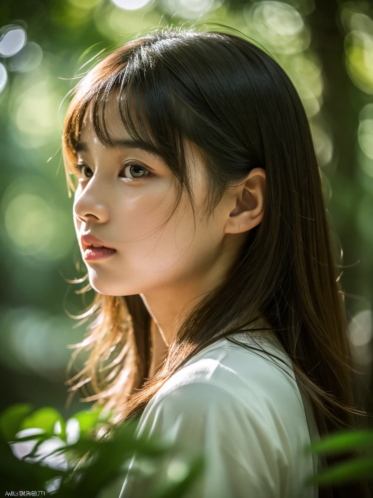 a 12 year old asian girl in a forest holding hands with a man, beautiful detailed eyes, beautiful detailed lips, extremely detailed eyes and face, long eyelashes, long flowing hair, serene expression, sunlight filtering through the trees, lush green foliage, warm natural lighting, cinematic composition, photorealistic, (best quality,4k,8k,highres,masterpiece:1.2),ultra-detailed,(realistic,photorealistic,photo-realistic:1.37),HDR,UHD,studio lighting,ultra-fine painting,sharp focus,physically-based rendering,extreme detail description,professional,vivid colors,bokeh,portraits,landscape,cinematic
