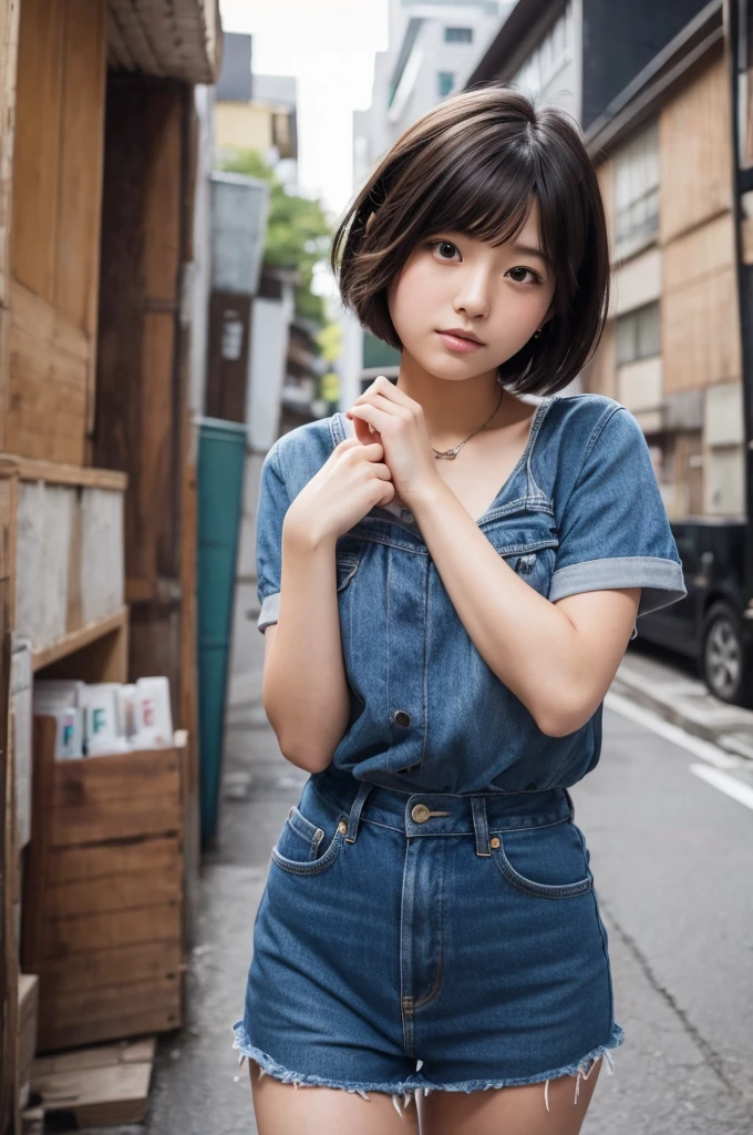A beautiful girl with short hair who looks like Riho Yoshioka