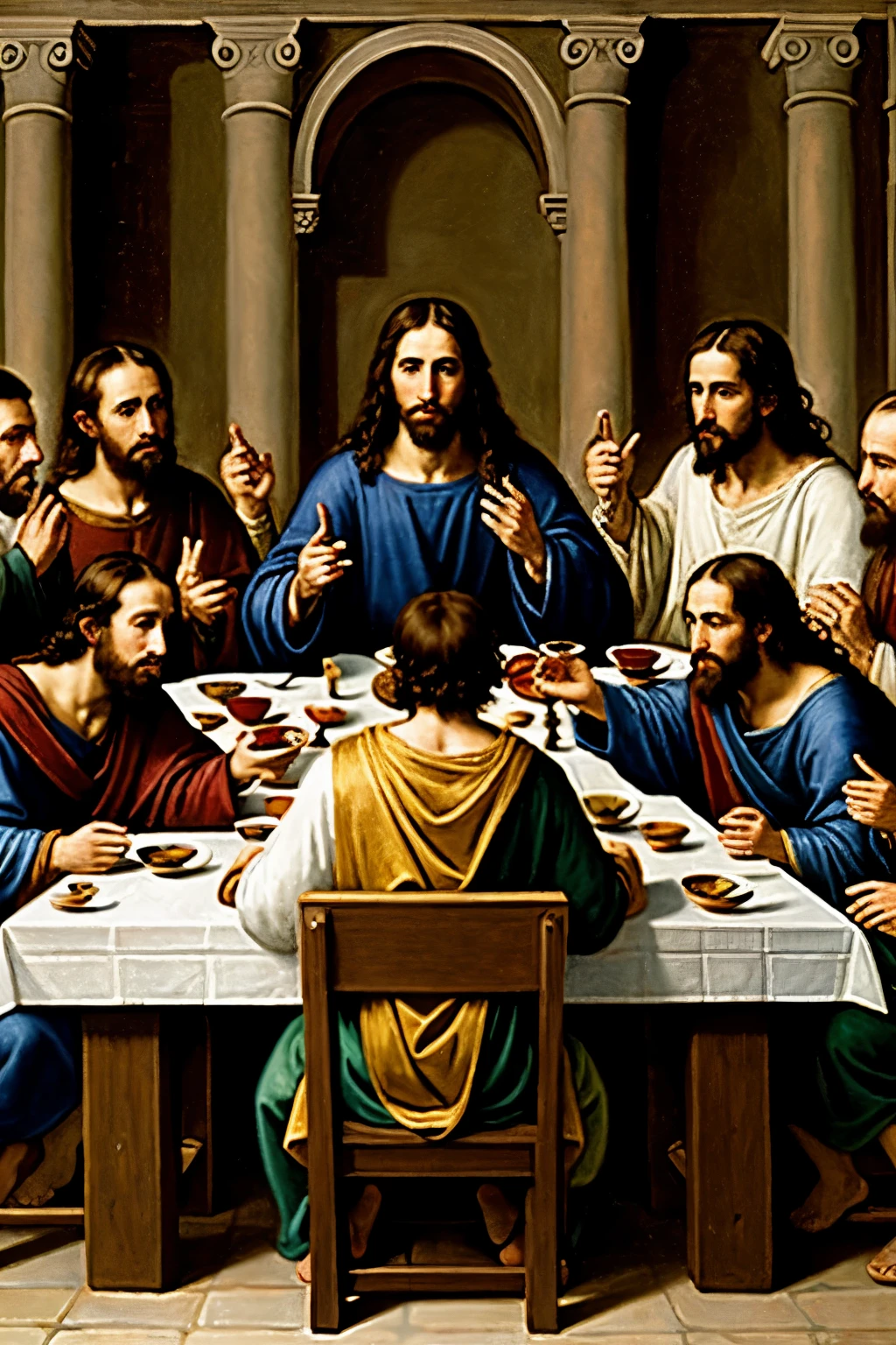 ((Best Quality)), ((masterpiece)), (detailed), the last supper piccaso style

