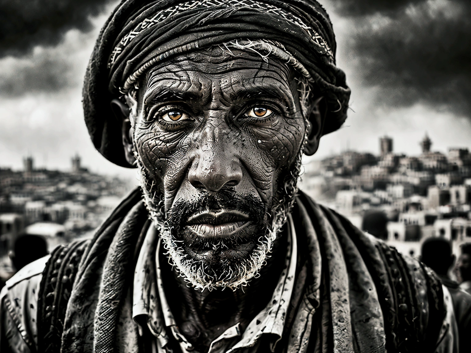 analog style, model photography style, RAW portrait of a palestine soldier with Jerusalem city as background, best quality, epic (by photo by Lee Jeffries, sony a7, 50 mm , pores: 1.5, colors, hyperdetailed: 1.5, film grain: 1.4, hyperrealistic: 1.5), hyperrealistic texture, masterpiece, unreal engine 5, extremely detailed CG unit 4k wallpaper, realistic eyes, insanely detailed photo, no shadows, (Winner of Pulitzer Prize for Photography and Taylor Wessing Photographic Prize)
