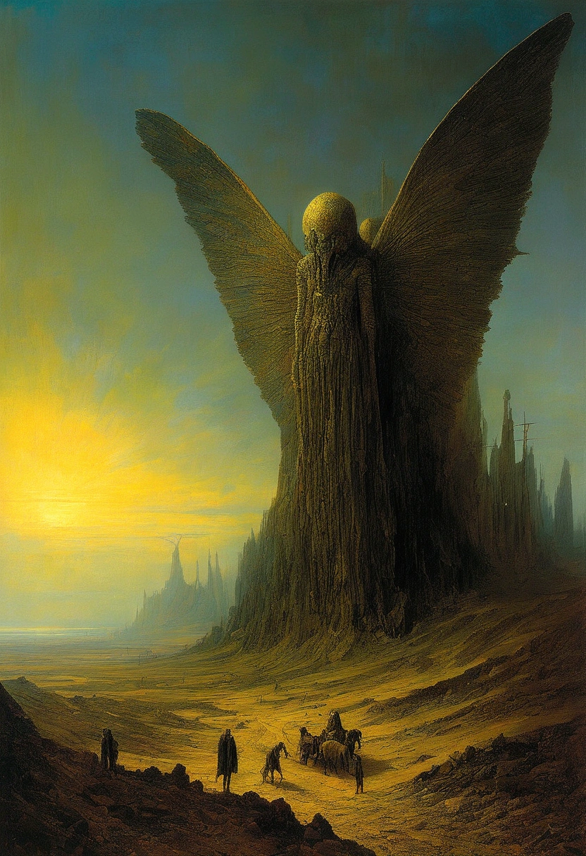 Mythical creatures, author：Zdzislaw Beksiński、Angels and Demons、Wasteland