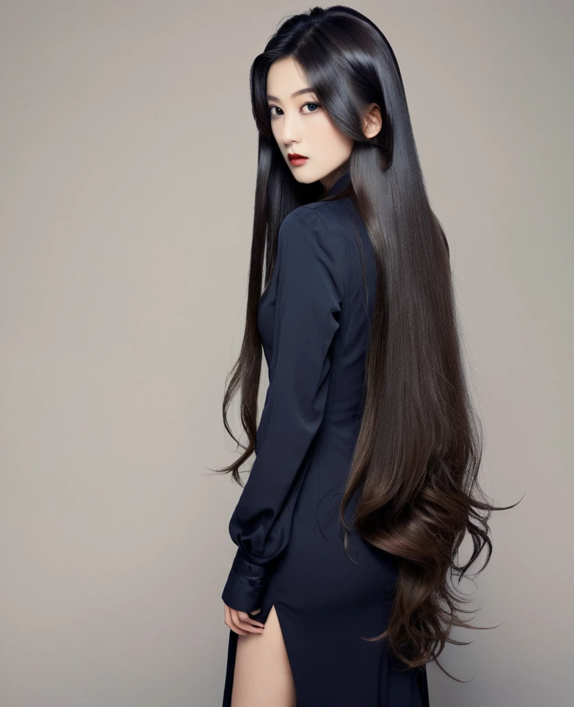 Tall long hair glamorous masochist
