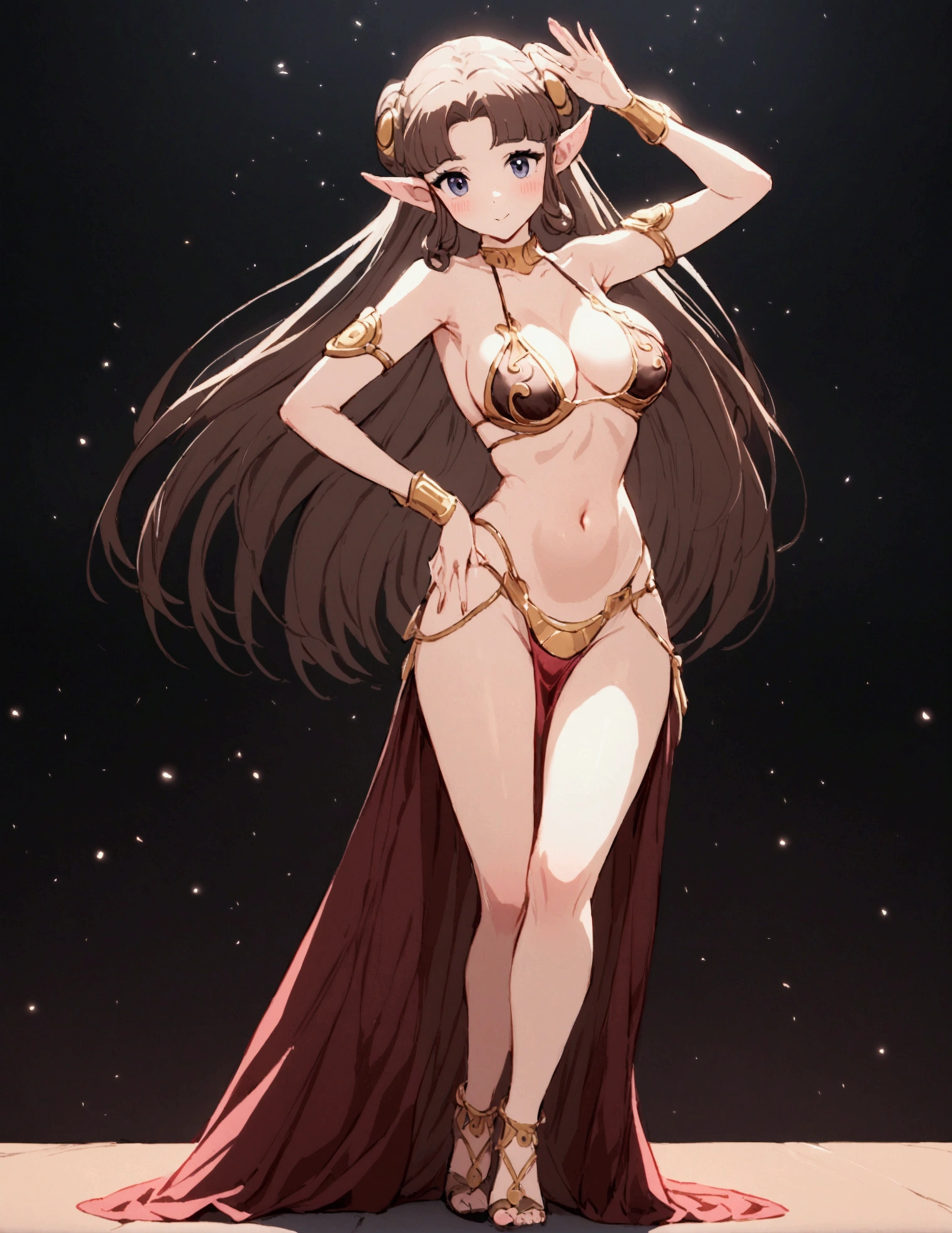 A cute woman is portraying Princess Leia, she is in the princess leia slave bikini. she is awkwardly doing trendy Tik Tok dances, set on a star ship near a view port