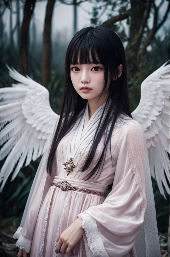 fashionアート,(8k), (Highest quality: 1.2), (Realistic), (Realistic: 1.37), Ultra-high resolution,Sex education training、Illuminated with enchanting lighting、 A stunning and surreal fashion portrait featuring a 17-year-old Japanese model, Her feathery hair gives her an angelic beauty.. She wears a fashionable and captivating outfit that highlights her super-real skin, Gives a vibrant and dreamy feel. The Cinematic lighting and composition create an otherworldly atmosphere, As if it had fallen from the sky. The background is dreamy, abstract landscape that enhances the overall enchanting and fashionable aesthetic of the photograph., fashion, Cinematic, photograph, portrait photographgraphy