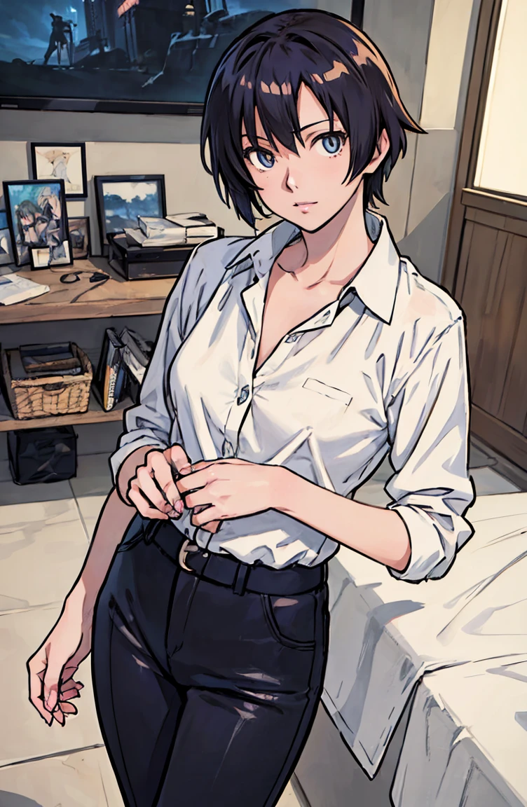 (Best Quality,4K,8K,hight resolution,masutepiece:1.2), Ultra-detailed, (Realistic,photoRealistic,photo-Realistic:1.37), meadow girl, He is wearing a white shirt and blue pants, Beautiful detailed eyes, Beautiful detailed lips, extremely detailed eye and face, long eyelashes, Realistic anime 3D style, Smooth Anime CG Art, Digital rendering by Makoto Shinkai, Moe Anime Art Style, photoRealistic rendering of an anime girl, Shinkai Makoto style, Cute anime girl visuals, Realistic young anime girl, girl fan art, Created in an anime artist's studio.