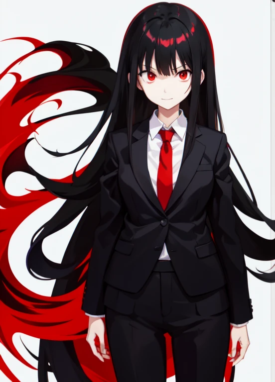 work of art, best qualityer, 1 girl, standing alone, Yumeko Jabami, long hair, Bblack hair, Eyes red, Evil smile, natta