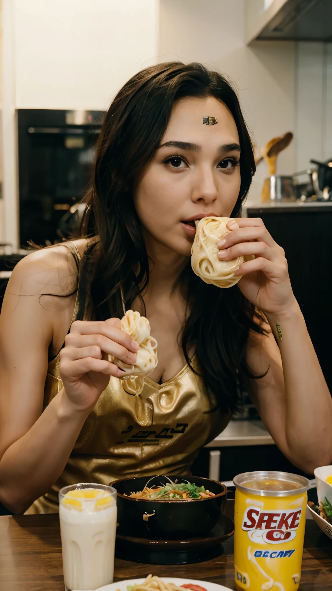 Gal gadot eats noodles. Mukbang yummy