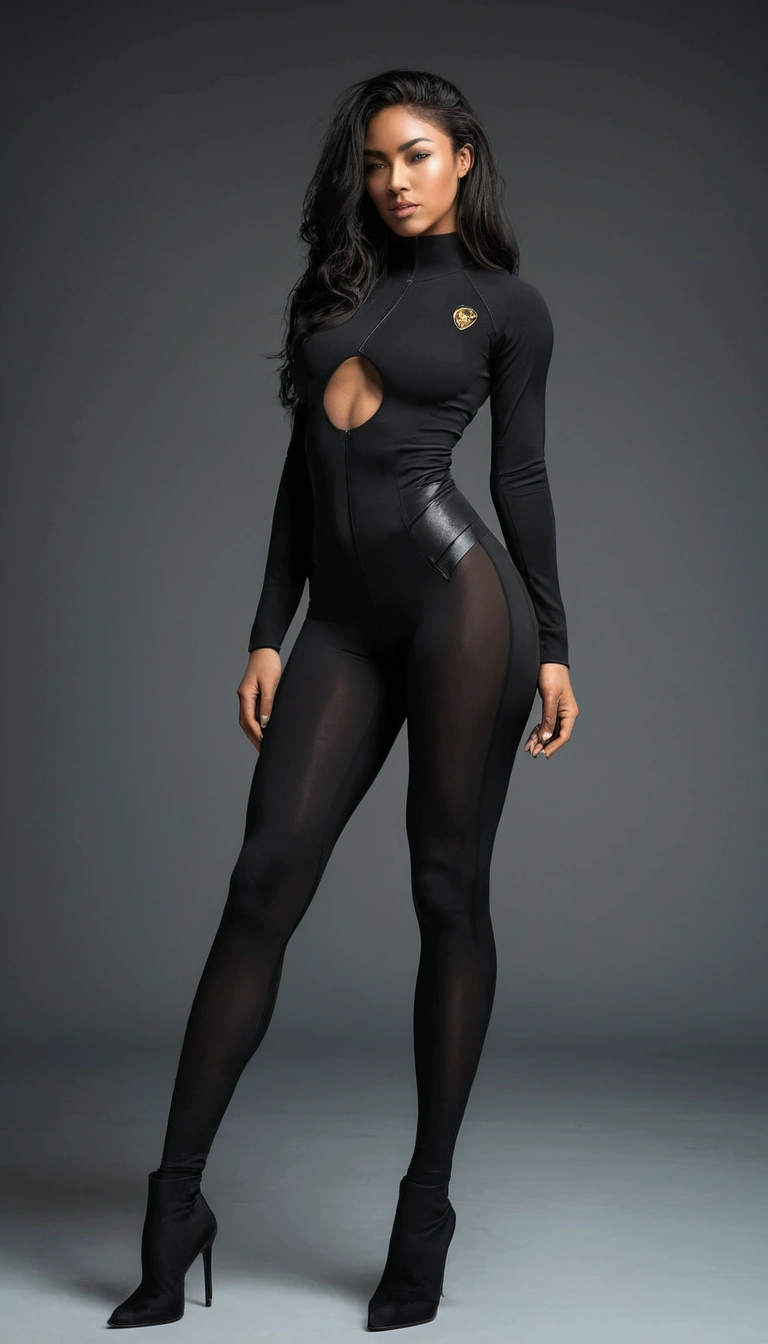 space warrior woman, future astronaut in black tights posing for a photo, jet black perneiras, black perneiras, black perneiras, Curvaceous Physical Fit, toned backside, photo by full body, pose lateral, perneiras, coast pose, product session, Thick, fit woman, suitable photo, perneiras, The smooth black lioness, wearing tight black clothes, From the side