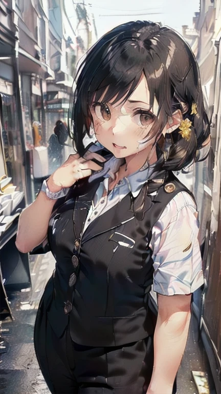 (must be follow these prompts:2.2),masterpiece,best quality,extremely detailed,(in her clothing:3.0),(in her formal styled business suit clothing:2.6),(adorable expression:2.5),(usual face:2.2),(displayed one girl on single picture:2.4),(black hair:2.1),(A short, slightly plump new employee in a business suit working in modern Tokyo:2.2),(The new employee is short and wears a business suit that looks ready to burst.:1.8),(A cute moan like a young girl:2.1),(その新入社員はInnocent faceをしていてとても可愛い:1.9),(The new employee is wearing a business suit that has been stained with a slightly brownish-yellowish stain from a previous .:1.8),(The new employee&#39;s breasts, covered by her business suit, are bulging out due to her strong sexual desire.:1.9),(Lewd love juices dripping down the inner thighs of his dark grey trousers:2.1),(in her clothing massively ejaculated:2.6),(in her clothing over and over again ejaculated:2.4),(japanese frousy girl:1.7),(in her clothing unbelievably ejaculated:2.4),(men's elected twangers were inserted her:2.3),(in her clothing massively ejaculated:2),(she was already stroked up to the depth intervaginal sensual spot:1.7),(notably buldged up her inner labia majora:2.6),(A young, shy moan:1.5),(big breasts in her clothing:2.2),(A new employee with a very innocent look while working in the office:2.3),(The new employee is short but has a slightly plump body.:1.9),(The crotch of his dark grey trousers is heavily discolored with love juice stains.:2.5),(The new employee is convulsing and dripping love juice from her pussy, which is hidden under her pants.:1.8),(The new employee&#39;s dark grey trousers, tightly encircling her plump thighs, are damp with lascivious secretions.:1.9),(The new employee endures the slush between his legs by keeping his dark grey trousers on tight.:2.5),(The corner of a young girl&#39;s body々A new employee whose entire body was toyed with by the lewd urges that wriggled wetly.:1.7),(A new employee who is always holding his crotch over his dark grey trousers:1.7),(A moan filled with childish embarrassment:1.5),(The new employee&#39;s suit-covered breasts and nipples are bulging with lust.:1.8),(The new employee&#39;s lewd body beneath her clothes is swelling slightly with her lascivious reaction.:1.6),(The new employee works very diligently.:2.5),(The new employee has short, thick legs.:1.6),(first time々New Employees:2.2),(she looks like japanese idol:2.3),(The dark grey trousers are made of a durable fabric that will never tear.:4.3),(Her bursting breasts are completely hidden under a dark grey office suit:1.8),(she looks like a lolita:2.0),(All of this happened to the new employee himself, not anyone else.:2.1),(Slimy semen was leaking from the crotch area of his dark grey trousers.:1.6),(tough business suit:2.2),(Make sure to depict the face:5.3),(Calm expression:4.3),(Innocent face:3),(The story focuses on just that one new employee.:3.3),(The only characters that appear are the new recruits.:4.2),(Portrait Style:5)