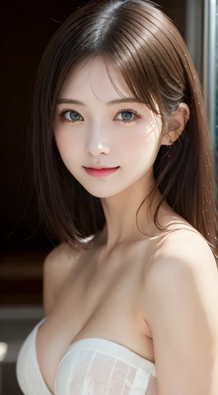 Tabletop, Highest quality, shape, Very detailed, finely, High resolution, 8k wallpaper, 完璧なダイナミックな構shape, Beautiful and detailed,ランダムなcute髪,,Natural color lip, Bold  pose,smile、20-year-old girl、cute、Looking into the camera,Always blur the background,Perfect and beautiful face,Slim face and figure,Big eyes、Putting on gal makeup,Small face,Shooting from below、smile,Blurred Background,Elegant feminine face、smile、Change pose randomly、Randomly change the shooting angle and position、One person、(Take a shower )