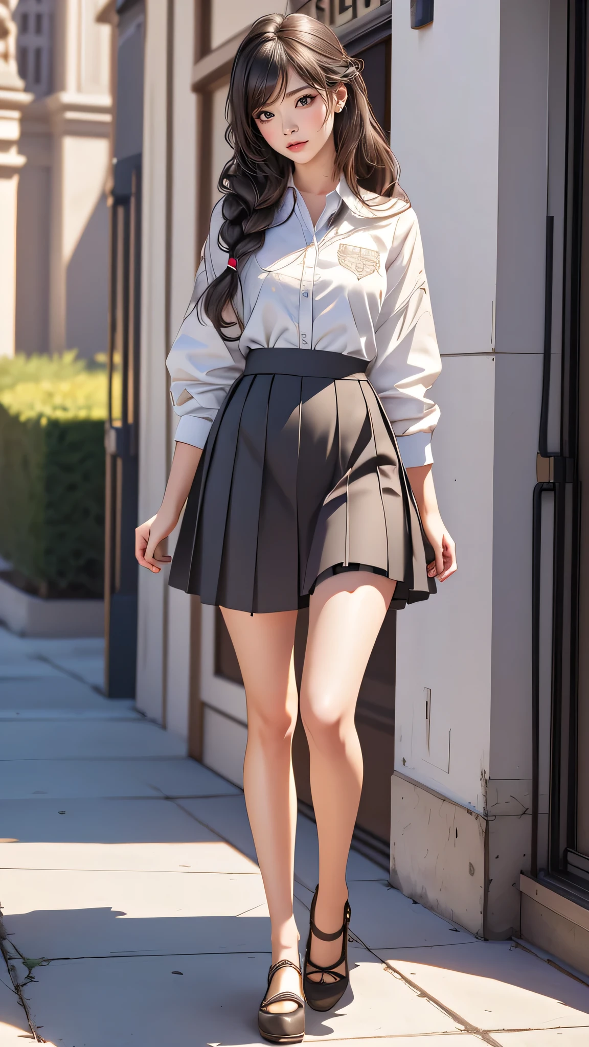 full body,high school girl,(leaning forward:1.2),(random hairstyle),(Highest image quality,(8K), Ultra-realistic, Best Quality, High quality, High Definition, high quality texture, high detailing, Beautiful detailed, fine detailed, extremely details CG, Detailed texture, realistic representation of face, masterpiece, presence)