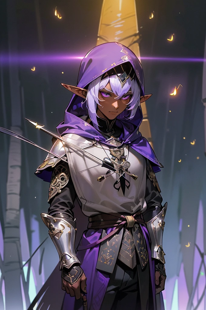 dark elf male,((man:1.5)),1 man,elf_male,dark elf, (male,muscle,1boy,1 boy,pectoral,man chest,muscular),25 year old man,young,((1male,1 male,1man,man,male gender:1.5,handsome man,male focus)),(((elf))),(((elf ears))), dark elf, pointed ears,(((purple_eyes:1.3))),intricate eyes,beautiful detailed eyes,symmetrical eyes,(((dark skin:1.5))),white hair,(((lustrous skin:1.5,bright skin: 1.5,skin tanned,shiny skin,very shiny skin,shiny body,plastic glitter skin,exaggerated shiny skin,illuminated skin))), young handsome male,((detailed face)), expressive eyes,serious face, (ultra-detailed:1.3),beautiful detailed glow,finely detailed,ultra-detailed, (light armor,greatcoat,layered clothing,archer,(purple cape with hood:1.2,purple_cape,hood)),((purple pants,bulge in pants)),((intricate outfit,intricate clothes,purple theme,black theme)),((quiver with arrows:1.5,arrow quiver:1.5)), (dynamic pose:1.0),serious attitude,(centered,scale to fit dimensions,Rule of thirds),medium shot, ((((many fireflies,fireflies,glowing fireflies,fireflies in the background)))), ((snowy pine forest at night)),with dark stormy clouds,winter,scenery:1.25,intricate scenery,((snow forest background)),Christmas tree, (Glossy winter ornaments),highres,sharp focus,(ultra detailed,extremely detailed),(photorealistic artwork:1.37),(extremely detailed CG unity 8k wallpaper),(((vibrant colors,vibrant theme))),(intricate),(masterpiece),(best quality), arms in pockets