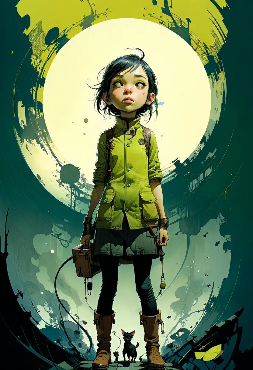 by Jean-Baptiste Monge and Tomer Hanuka, Chartreuse 78, wide angle, hyper detailed, comic book cover art, bold lines, expressive drawing, American female
