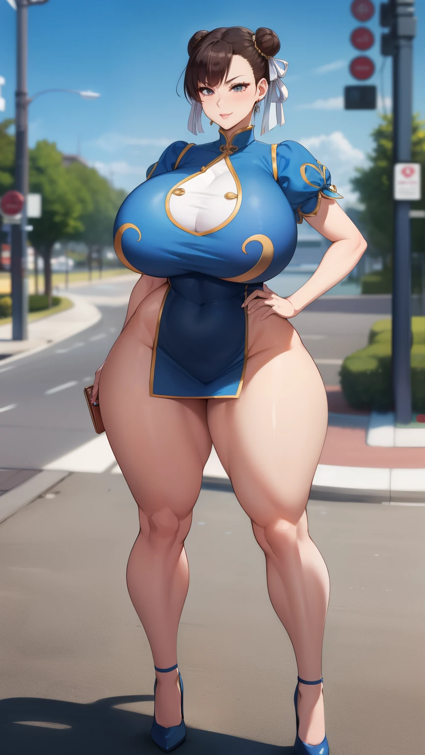 Big Breasts, Big Hips, Full Body Shot, Mature mother, Voluptuous thighs, A cow, Seductive mature woman, Perfect body, Plus Size Model, Sailor suit, Wearing high heels,Miniskirt Uniform, Chunli,