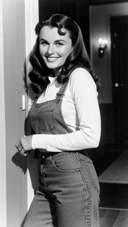 Paulette Goddard dressed in casual clothes and smiling
