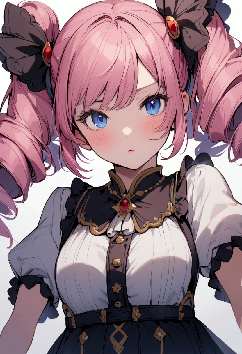 Lady、Girl with pink hair、blue eyes、Twin Drill