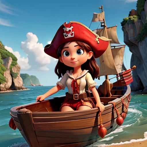 boat with a pirate girl