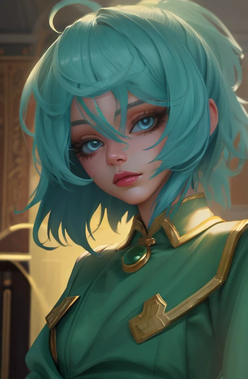 A beautiful girl with long hair, big eyes, wearing an elegant dress, standing in front of a lush green mountain landscape with a serene lake, (best quality,4k,8k,highres,masterpiece:1.2),ultra-detailed,(realistic,photorealistic,photo-realistic:1.37),extremely detailed face and eyes,long eyelashes,beautiful detailed eyes,beautiful detailed lips,green mountains,green water,intricate dress,dramatic lighting,cinematic,high fashion,elegant,serene