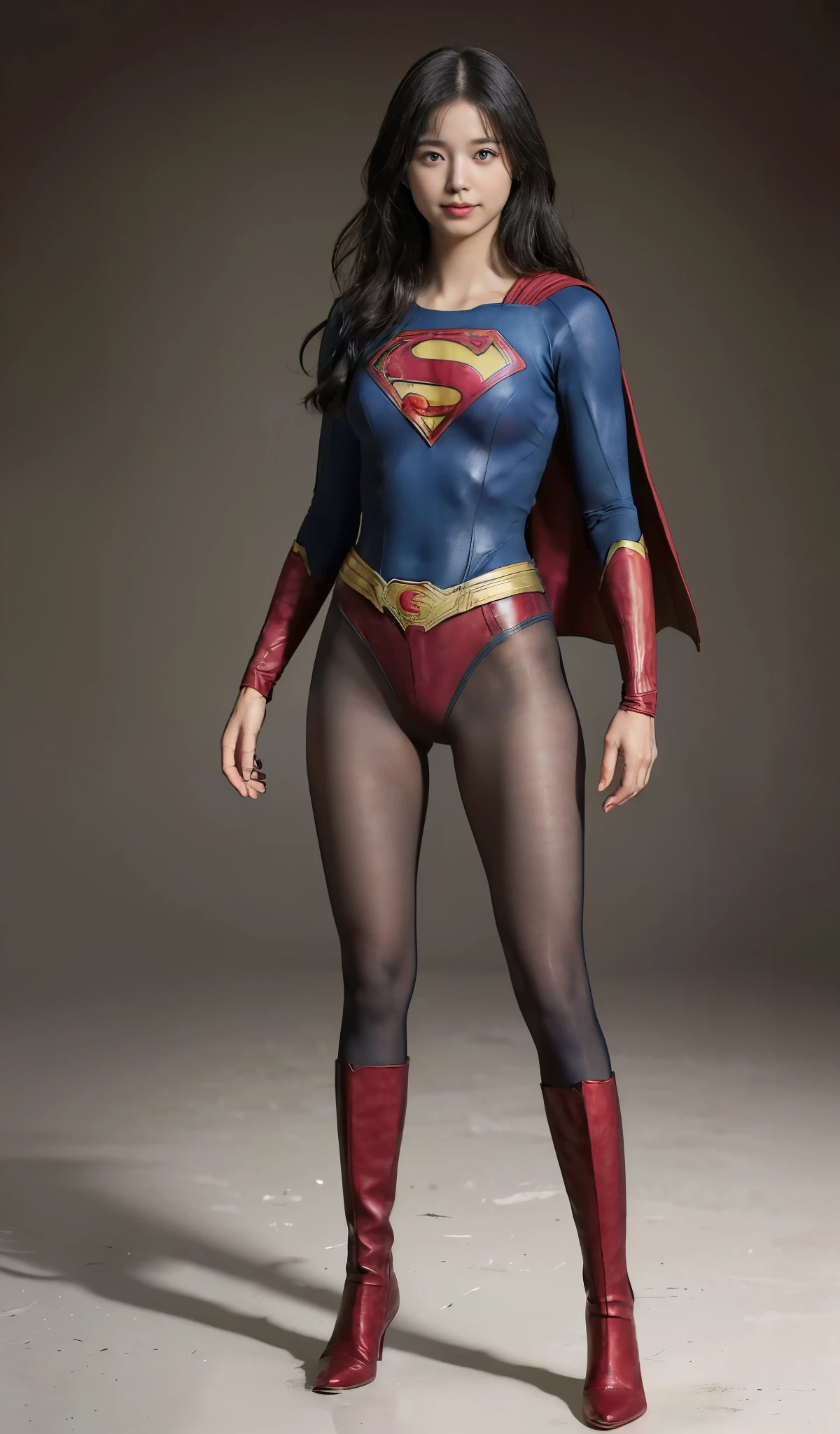 No background、(((Beautiful short haircut)))、(((Beautiful legs in black tights.)))、(((Legally express the beauty of your smile)))、((((Make the most of your original images)))、(((体にぴったりフィットするSupergirl Costume)))、(((Supergirl Costume)))、(((short and beautiful hair)))、(((suffering)))、(((Please wear black tights....、Wear red boots)))、((Best image quality、8k))、((Highest quality、8k、masterpiece:1.3))、(((Preserve background )))、Sharp focus:1.2、Beautiful woman with perfect figure:1.4、Slim Abs:1.2、Wet body:1.5、Highly detailed face and skin texture、8k