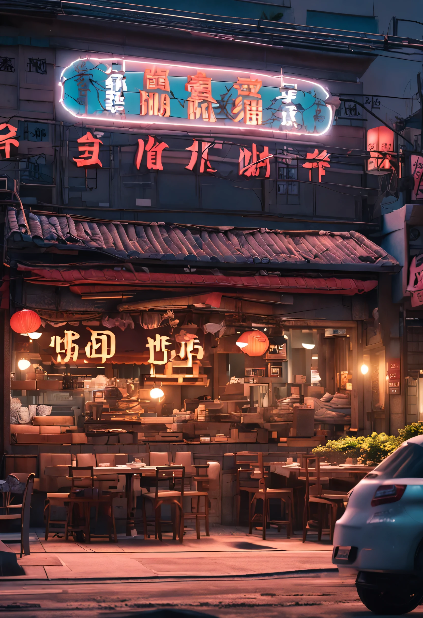 City，the street，One guy，restaurant，elevation