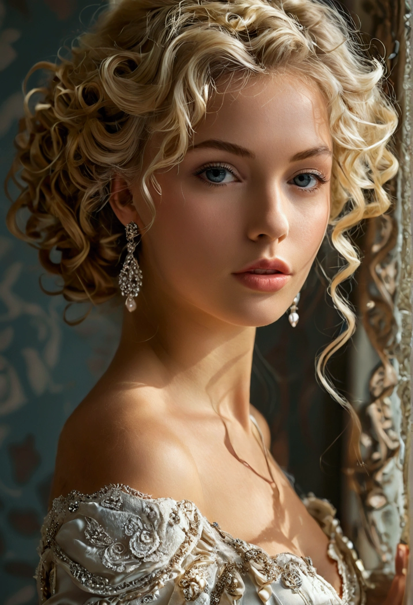 blonder woman, curled hair, mastubação