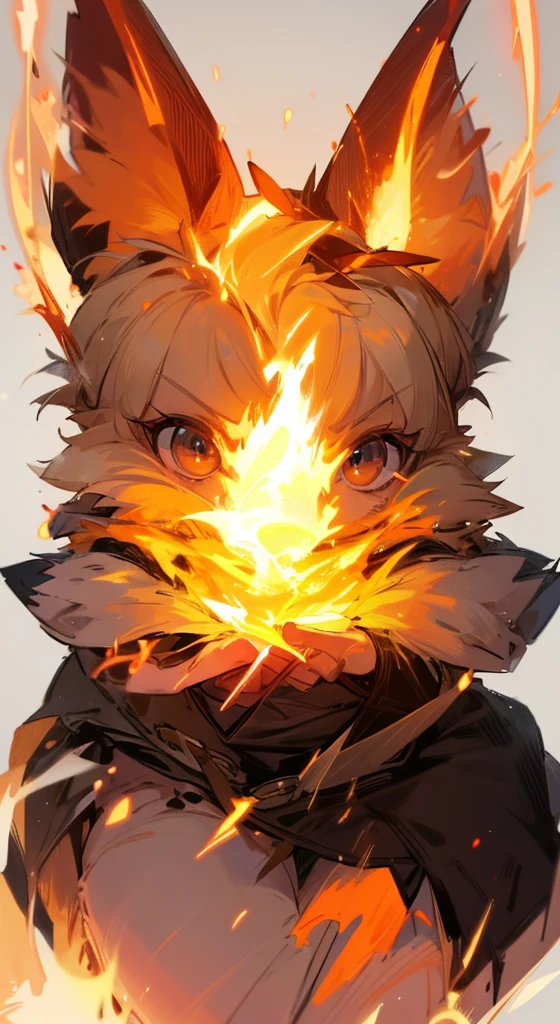 add some fire effects and some fire in the background, make this image more magical